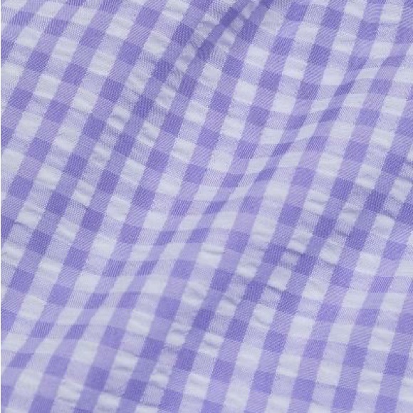 H&M Light Purple Gingham Checkered Puff-Sleeve A-Line Short Dress - Picture 4 of 6